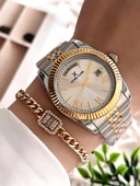 Daniel Klein Çelik Kordon Takvimli Kadran 30 Mt Suya Dayanıklı Kadın Kol Saati+Bileklik BFG.10038.G3 thumbnail 1