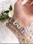 Coliseum Özel Tasarım Vintage Seri Taşlı Kordon Model Kadın Kol Saati+Bileklik Hediyeli CL8888.S06 - 3