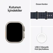 Apple Watch Ultra 2 GPS + Cellular 49mm Natürel Titanyum Kasa ve Lacivert Ocean Kordon Akıllı Saat - 5