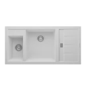 RealStone P022 Aspendos 1.5 Gözlü Damlalıklı Granit Eviye Beyaz - 1