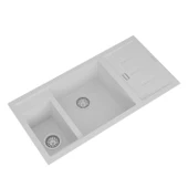 RealStone P022 Aspendos 1.5 Gözlü Damlalıklı Granit Eviye Beyaz - 2