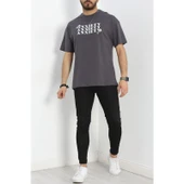 Baskılı Penye Erkek Tişört Fümeoranj thumbnail 2