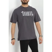 Baskılı Penye Erkek Tişört Fümeoranj thumbnail 1