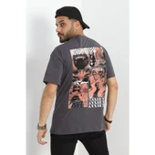 Baskılı Penye Erkek Tişört Fümeoranj thumbnail 4