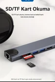 Macbook Pro Air İçin USB Type-C Hub Dönüştürücü 8 in 1 Çoklayıcı - 6