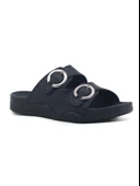 Mulex Kadın Suni Deri Ortopedik Rahat Taban Ayarlanabilen Tokalı Dikişli Şık Dışarı İçeriği Terliği thumbnail 4