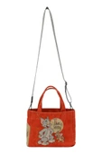 Kadın Vegan Turuncu Medium Tote Bag - Warner Bros Tom & Jerry Tasarım - 5