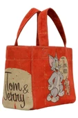Kadın Vegan Turuncu Medium Tote Bag - Warner Bros Tom & Jerry Tasarım - 6