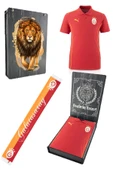 Galatasaray Orijinal Lisanslı Polo Yaka Kırmızı Antrenman T-Shirt + Şal Kaşkol Set Hediyelik Ahşap Kutulu thumbnail 1