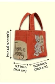 Kadın Vegan Turuncu Medium Tote Bag - Warner Bros Tom & Jerry Tasarım - 8