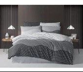 The Ecosse Çarşafı Lastikli Çift Kişilik Nevresim Takımı-Wave Gri - 2