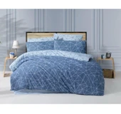 The Ecosse Çarşafı Lastikli Çift Kişilik Nevresim Takımı-Mia Mavi - 1