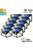 MRS SOLAR Hb-100 10lu Paket 100 Led Solar Hareket Sensörlü Güneş Enerjili 3 Mod Solar Duvar Bahçe Kamp Lambası - 1