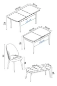 Milas Atlantik Çam 80x132 Açılabilir Mdf Masa Yemek Odası Takımı, Mutfak Takımı 4 Sandalye, 1 Bench Krem - 4