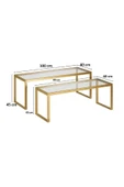 TOLIAHOME Modern Gold Renk 2’li Metal İskeletli Temper Camlı Zigon Orta Sehpa - 8