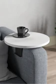 Devin Dekor Mobilya Yan Sehpa Ayarlanabilir Tepsi Dekoratif Modern Tepsi BEYAZ - 2