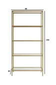 TOLIAHOME Modern 5 Katlı Gold Renk Metal İskeletli Füme Cam Raflı Aksesuar Rafı Kitaplık - 3