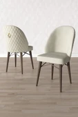 Calvin Meşe Desen 80x132 Açılabilir Mdf Masa Yemek Odası Takımı, Mutfak Takımı 6 Adet Sandalye Krem - 3