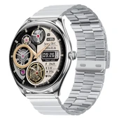 Ultra Thin Akıllı Saat Yuvarlak Çelik Kasa Metal Kordon Gümüş - 5