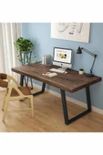 Plus aksesuar Ahşap Masif Ağaç Doğal Çalışma Masası Demir Iskelet Ofis Masası - 2