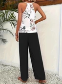 Kadın Ip Askılı V Yakalı Süprem Bluz Ve Aerobin Pantolon Ikili Takım thumbnail 3