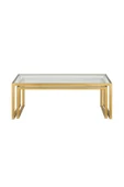 TOLIAHOME Modern Gold Renk 2’li Metal İskeletli Temper Camlı Zigon Orta Sehpa - 6