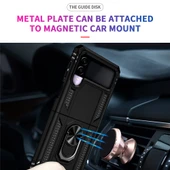 Samsung Galaxy Z Flip 3 Uyumlu Kamera Korumalı Standlı Yüzüklü Tank Kılıf thumbnail 4