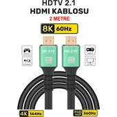 HDMI 2.1 Kablo 8K Ultra Hdtv 2 Metre, 8k 60Hz, 4K 120Hz, 7680P Hdr 2.1V 48GBS Görüntü Kablosu thumbnail 1