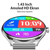 Ultra Thin Akıllı Saat Yuvarlak Çelik Kasa Metal Kordon Gümüş - 3