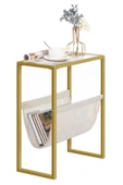 TOLIAHOME Gold Renk Temperli Cam Gazetelik Dergilik Yan Sehpa Koltuk Sehpası Servis Sehpası thumbnail 6