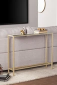 TOLIAHOME Modern Gold Renk Metal İskeletli Temper Camlı Raflı Dresuar Konsol - 2