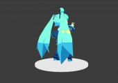 Low Poly Chibi Hatsune Miku - Vocaloid - 3D Bağlanabi̇li̇r Figure 3D Print Modeli̇ Plastik Aparat - 3