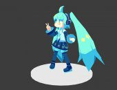 Low Poly Chibi Hatsune Miku - Vocaloid - 3D Bağlanabi̇li̇r Figure 3D Print Modeli̇ Plastik Aparat - 4