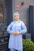 Fermuarlı Kapşonlu Cepli Kısa İkili Tesettür Eşofman Takımı - (38-46) - 71280 - İndigo thumbnail 5