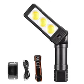 3 LED Kafa Feneri Kafa Lambası 10W Uzun Menzil Usb Şarjlı Ledli Işık Su Geçirmez Kamp El Feneri thumbnail 2