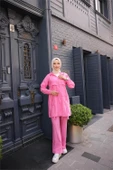 Fermuarlı Kapşonlu Cepli Kısa İkili Tesettür Eşofman Takımı - (38-46) - 71280 - Fuşya thumbnail 1
