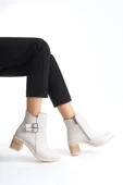 JET-NOEMI Tokalı Fermuarlı Ortopedik Taban TopukluKadın Bot  CKT - Krem thumbnail 2