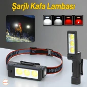 3 LED Kafa Feneri Kafa Lambası 10W Uzun Menzil Usb Şarjlı Ledli Işık Su Geçirmez Kamp El Feneri thumbnail 1