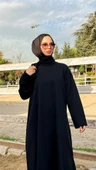 O Yaka Yırtmançlı Uzun Geniş Rahat Tunik Pantolon Sade Basic Spor Takımı - 03040-1.003 - Siyah thumbnail 6
