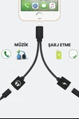 QASUL Lightning Kulaklık Şarj Çoklayıcı iphone  Uyumlu Çevirici Dönüştürücü Adaptör - 2
