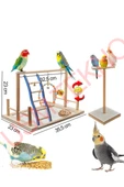 Kuş Oyuncağı Kuş Oyun Parkı Muhabbet Kuşu Papağan Oyun Parkuru Kuş Salıncağı thumbnail 2