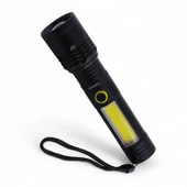 Çok Fonksiyonlu Şarjlı El Feneri Uzun Menzil Metal Kasa 10W COB LED Işıldak Teleskopik Odaklı thumbnail 5