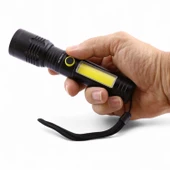 Çok Fonksiyonlu Şarjlı El Feneri Uzun Menzil Metal Kasa 10W COB LED Işıldak Teleskopik Odaklı thumbnail 3