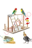 Kuş Oyuncağı Kuş Oyun Parkı Muhabbet Kuşu Papağan Oyun Parkuru Kuş Salıncağı - 8