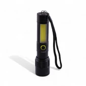 Çok Fonksiyonlu Şarjlı El Feneri Uzun Menzil Metal Kasa 10W COB LED Işıldak Teleskopik Odaklı thumbnail 4