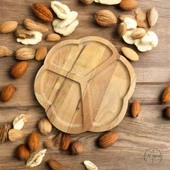 MoxoCreative Üç Bölmeli Ahşap Sunumluk/Çerezlik - 2