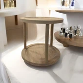Moxo Creative Kayın Masif Ahşap 360 Derece Dönen Dekoratif İki Katlı Stant/Sunumluk/Düzenleyici-Organizer Tepsi - 3