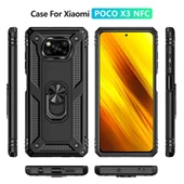 Xiaomi Poco X3 NFC Uyumlu Kamera Korumalı Standlı Yüzüklü Tank Kılıf - 8