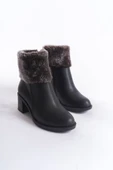 JET-KATYA Fermuarlı Ortopedik Taban Topuklu Kürk DetaylıKadın Bot  CST - Siyah thumbnail 5