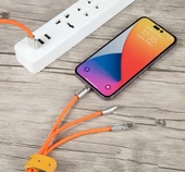 BEYAZ 3in1 Metal Başlıklı Type-C-Micro Usb-Lightning Uyumlu 120W 6A Hızlı Şarj Kablosu s-219 thumbnail 3